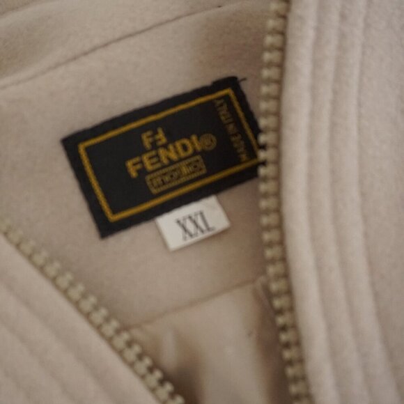 Fendi Moglia Beige Cashmere Fleece Zip Up Lightweight Blazer Jacket XXL - Picture 11 of 12